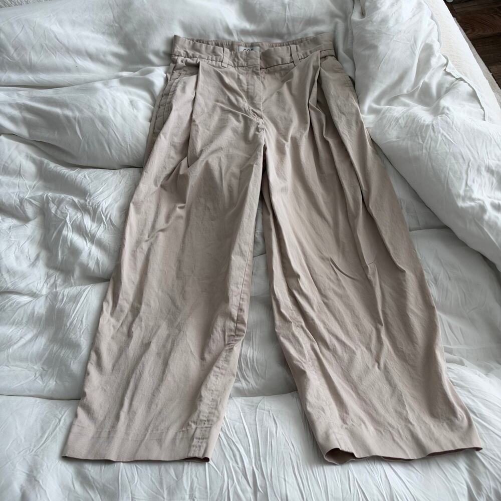 COS Crop Wide-Leg Chino Pants Beige Size 6